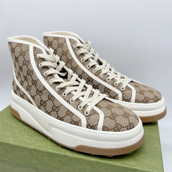 Gucci TENNIS 1977 TRECK HIGH GG JACQUARD SNEAKER Interlocking Mens UK 14 US 14.5 - Picture 7 of 16